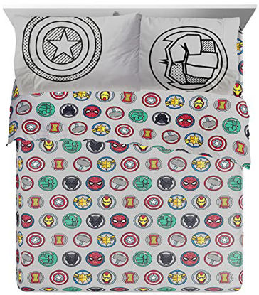 Picture of Jay Franco Marvel Avengers Pop Queen Size Sheet Set - 4 Piece Set Super Soft and Cozy Kids Bedding - Fade Resistant Microfiber Sheets (Official Marvel Product)