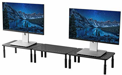 Picture of 3-Pakc Monitor Stands Connect to be Used as 1 Large Dual Monitor Laptop Stands or as 3 Separate Monitor Risers Adjustable Height Metal -Black