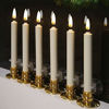 Picture of 6PACK Flameless Window Candles Set. with 6 Clips+6 Suction Cup+6 Golden Candleholders. Battery Powered Ivory Taper Candles with Remote and Timer & Candlestick.Remote Included.Christmas Decor Candles