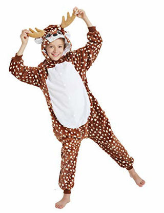 Picture of CASABACO Kid Reindeer Onesie Pajamas Deer Christmas Halloween Costume Boy Girl Animal Onepiece, Dot Deer, 140cm