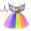 Picture of Soyoekbt Girls Unicorn Costume LED Light Up Unicorn Princess Dress Birthday Party Outfit Halloween Tutu Dress with Headband Rainbow Sequin+Rainbow Led 5-6Years