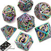 Picture of Dragon Pattern Hollow Metal DND Game Dice 7Pcs Set and with Metal Box Gifts for Dungeons and Dragons RPG MTG Table Games D&D Pathfinder Shadowrun and Math Teaching