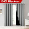 Picture of NICETOWN Full Shade Curtain Panels, Pair of Energy Smart & Noise Blocking Out Blackout Drapes for Dining Room Window, Thermal Insulated Guest Room Lined Window Dressing(Silver Grey, 52 x 72 inch)