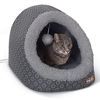 Picture of K&H PET PRODUCTS Thermo-Pet Cave Heated Cat Bed - Gray/Geo Flower 17 X 15 X 13 Inches