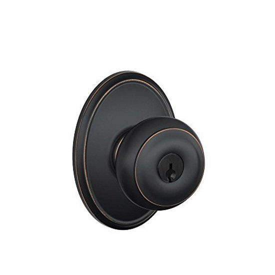 Picture of SCHLAGE F51A GEO 716 WKF Georgian Knob with Wakefield Trim Keyed Entry Lock, Aged Bronze