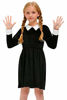 Picture of Besserbay Halloween Costume Velvet Pleated A-Line Flare Wednesday Addams Black Midi Dress for Girls 9-10 Years