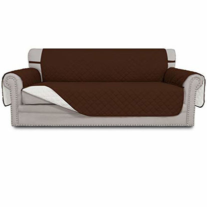 Picture of Easy-Going Sofa Slipcover Reversible Sofa Cover Water Resistant Couch Cover with Foam Sticks Elastic Straps Furniture Protector for Pets Kids Children Dog Cat(Oversized Sofa, Coffee/Ivory)