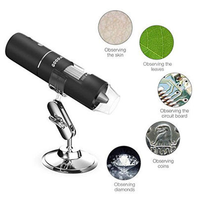 Picture of Wifi Digital Microscope, Goodan Wireless Microscope, Portable 50 to 1000X Black Updated Magnification Endoscope with Mini 8 Led Inspection Camera for Iphone IOS and Android Smartphone, Ipad