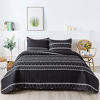 Picture of Andency Black Quilt Set King (104x90 Inch), 3 Pieces(1 Striped Triangle Printed Quilt and 2 Pillowcases), Bohemian Reversible Bedspread Microfiber Coverlet Sets All-Season