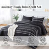 Picture of Andency Black Quilt Set King (104x90 Inch), 3 Pieces(1 Striped Triangle Printed Quilt and 2 Pillowcases), Bohemian Reversible Bedspread Microfiber Coverlet Sets All-Season