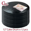 Picture of Cake Drums Round 14 Inches - (Black, 12-Pack) - Sturdy 1/2 Inch Thick - Fully Wrapped Edges - Free Satin Cake Ribbon