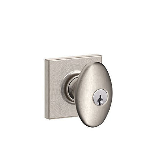 Picture of SCHLAGE F51A SIE 619 COL Siena Knob with Collins Trim Keyed Entry Lock, Satin Nickel