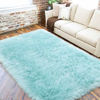 Picture of LOCHAS Ultra Soft Fluffy Rugs Faux Fur Sheepskin Area Rug for Bedroom Bedside Living Room Carpet Nursery Washable Floor Mat, 3x5 Feet Light Blue