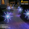 Picture of DenicMic Solar Firework Meteor Lights 2 Pack, Outdoor Solar Garden Decorative Starry Starburst Lights with Remote, 8 Modes Landscape Path Lights for Patio Yard Christmas Decor (Multicolor)