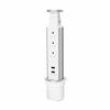 Picture of Pop Up Outlet for Countertop, Receptacle Power Strip with 3 AC Outlet 2 USB Ports, Pull Pop Up Power Socket Outlet, Recessed Outlet for Kitchen Counter Conference Desk Office, White