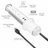 Picture of Pop Up Outlet for Countertop, Receptacle Power Strip with 3 AC Outlet 2 USB Ports, Pull Pop Up Power Socket Outlet, Recessed Outlet for Kitchen Counter Conference Desk Office, White