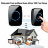 Picture of Wireless Doorbell, FullHouse Waterproof Door Bell Kit, Distinguish front and rear doors, Over 1000 feet Range and 60 Chime, 5 Levels Volume and LED Flash, for Home Office Classroom