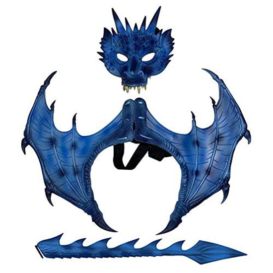 Picture of ESHOO Halloween Dragon Cosplay Costume 3D Dragon Wing and Tail Mask 3pcs Sets,Carnival Cosplay Props Halloween Party Decor (A7)