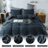 Picture of Annadaif Grayish Navy Duvet Cover King Size3 Pieces Soft Washed Microfiber Duvet Cover Set ,Comforter Cover with Bowknot Bow Tie 1 Duvet Cover 104x90 Inch, 2 Pillowcases Easy Care Bedding Set