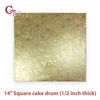 Picture of Cake Drums Square 14 Inches - (Gold, 12-Pack) - Sturdy 1/2 Inch Thick - Fully Wrapped Edges