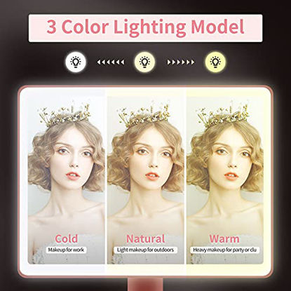 Picture of Large Lighted Vanity Makeup Mirror (X-Large Model)- 3 Color Lighting Modes Light Up Mirror with 88 LED, 360° Rotation Touch Screen and 10X Magnification Tabletop Cosmetic Make Up Mirror(Rose Gold)