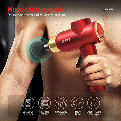 Handheld Percussion Massager with Heating 6 Interchangeable Massage Nodes  Stepless Speed