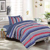 Picture of EMME Bed in A Bag Twin Comforter Set 5-Piece Bedding Luxurious Brushed Microfiber Goose Down Alternative Comforter Soft and Comfortable Machine Washable (Twin/Twin XL, Navy & Red Stripe)