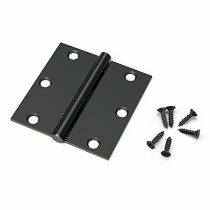 Picture of KNOBWELL 24 Pack Matte Black Door Hinges Interior Door Hinges, 3.5 Inch X 3.5 Inch Door Hinges with Suqare Corners