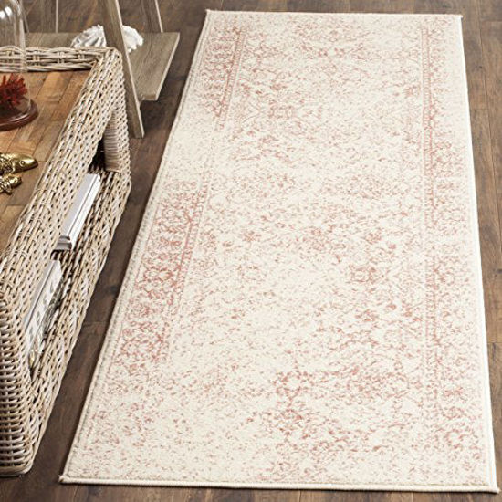 Picture of Safavieh Adirondack Collection ADR109H Oriental Distressed Non-Shedding Stain Resistant Living Room Bedroom Runner, 2'6" x 10' , Ivory / Rose