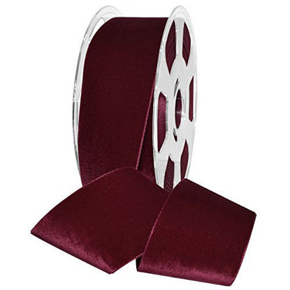 Picture of Morex Ribbon Nylvalour Velvet Ribbon, Nylon, 2 inches by 11 Yards, Wine, Item 01250/10-424, 2" by 11 yd,