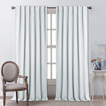 Picture of NICETOWN Living Room Curtain Panels - (Cloud Grey Color) W52 x L120, 2 PCs, Back Tab/Rod Pocket Room Darkening Window Treatment Draperies for Patio Sliding Glass Door
