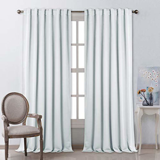 Picture of NICETOWN Living Room Curtain Panels - (Cloud Grey Color) W52 x L120, 2 PCs, Back Tab/Rod Pocket Room Darkening Window Treatment Draperies for Patio Sliding Glass Door