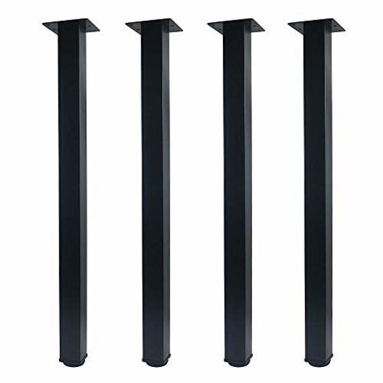 Picture of QLLY 28 inch Adjustable Metal Furniture Legs, Square Office Table Furniture Leg, Set of 4 (Black)