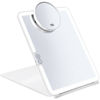 Picture of KEDSUM Rechargeable Lighted Makeup Mirror with Cover, LED Travel Mirror with Lights, Compact Vanity Mirror with Touch Screen Dimming, with a Magnification Pocket Spot Mirror