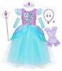 Picture of Jurebecia Princess Costume for Little Girls Fancy Birthday Party Dress up Role Play Dresses Luxury Outfit 1-12 Years (Deluxe Mermaid Dress+Accessories, 4T(3-4Years))