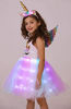 Picture of Soyoekbt Girls Unicorn Costume LED Light Up Unicorn Dress Birthday Party Princess Dress for Halloween Party Sequins+White Led 5-6Years