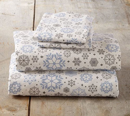 Picture of Extra Soft 100% Turkish Cotton Flannel Sheet Set. Warm, Cozy, Luxury Winter Bed Sheets. Stratton Collection (Queen, Snowflakes)