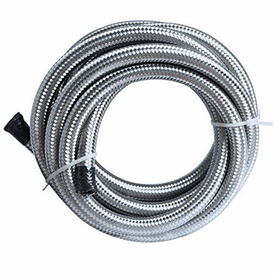 GetUSCart- 25 Ft 6AN Fuel Line Hose AN-6 3/8 Universal Braided Stainless  Steel CPE Fuel Line