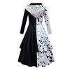 Picture of Girls Halloween Costumes Size 6 Cruella Cosplay Costume Girl Polka Dot Dress Black and White Dalmatian Dresses Movie Role Play Outfit Fancy Dress Up set Devil Outfits with Gloves Christmas Gifts