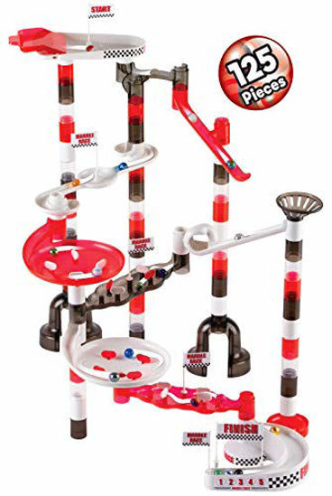 Picture of Marble Run Racing Set (125 Pieces) with Designer Marbles, Racing Action Pieces, & Tournament Board by Marble Genius