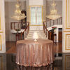 Picture of PartyDelight Rose Gold Sequin Tablecloth Round 108" Table Linen for Events, Exhibitions, Celebration