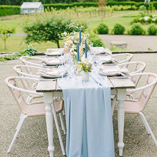 Picture of Summer Chiffon Table Runner Soft 27x120 Inches Romantic Wedding Runner Sheer Bridal Party Decorations 10Ft