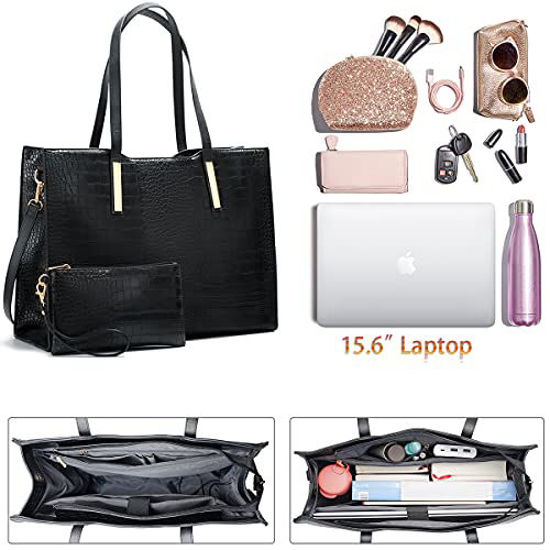 Laptop Tote Bag for Women 15.6 inch Waterproof Lightweight Leather Computer Laptop Bag Women Business Office Work Bag Briefcase Large Travel Handbag