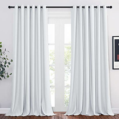 Picture of NICETOWN Patio Blackout Curtain Panels - Thermal Insulated Grommet Blackout Drapes Light Blinds Room Darkening Window Treatments for Villa/Cottage (2 Panels, W80 x L95, Greyish White)