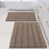 Picture of Bathroom Rugs Bath Mats Sets Super Absorbent Chenille Striped Bath Mats Non Skid Machine Wash Dry Rugs for Bathroom Floor Set of 2(Taupe Brown, 24 x 36 Plus 20 x 32 - Inches)