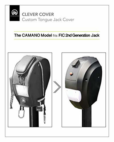 Picture of Clever Cover for FIC (2nd Generation) Jack by Trailersphere Custom Electric Tongue Jack Cover for Trailer, RV, Camper, Chains Holder, Plug Protector, Sun and Waterproof (FIC Jack Cover #2)