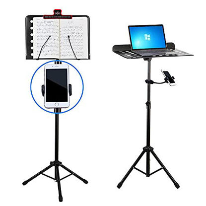 Picture of EASTROCK Music Projector Stand for Sheet Music with Mobile Phone Holder Professional Collapsible Durable Material Adjustable Orchestra Folding Music Stand for guitar players
