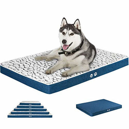 Picture of KROSER 24"/30"/36"/42"/48" Reversible Dog Bed (Warm&Cool) Stylish Pet Mattress Bed with Water Absorbing & Waterproof Linings, Removable Machine Washable Cover, Firm Support Pet Mat for Dogs 25-110lbs