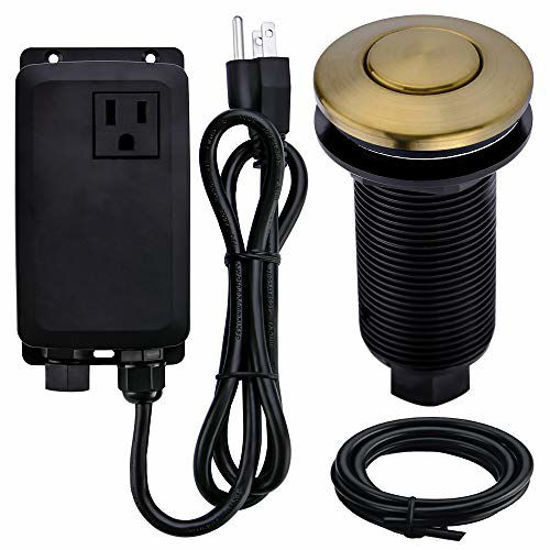 Picture of SINKINGDOM Garbage Disposal SinkTop Air Switch Kit with Long Button,Brass Made Cover,Champagne Bronze