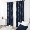 Picture of Deconovo Foil Wave Printed Blackout Curtains, Thermal Insulated Grommet Top Window Curtains for Bedroom, 2 Panels, Navy Blue, 52x108 Inch